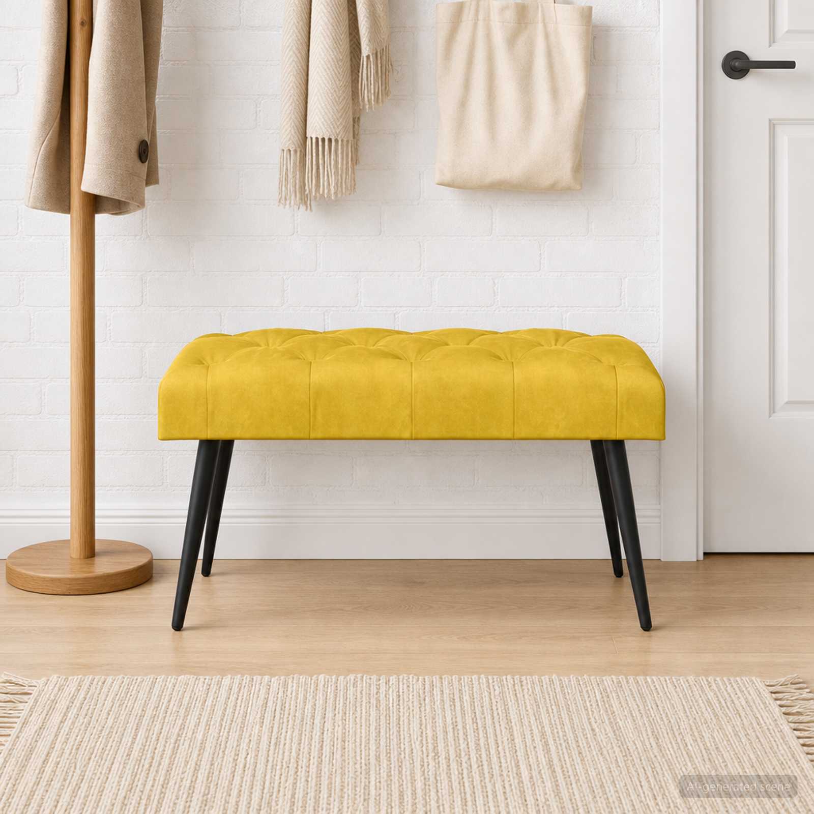 vidaXL Bancă cu butoane capitonate Galben 80 x 40 x 46 cm Catifea