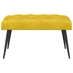 Lavice s knoflíkovým prošíváním Žlutá 80 x 40 x 46 cm Samet - obrázek 5