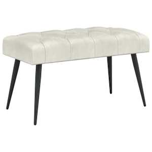 Lavice s knoflíkovým prošíváním Krémová 80 x 40 x 46 cm Samet - obrázek 2