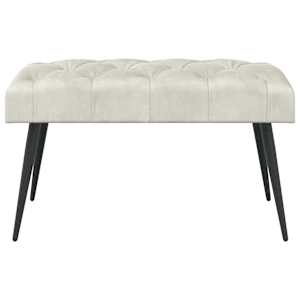Lavice s knoflíkovým prošíváním Krémová 80 x 40 x 46 cm Samet - obrázek 5