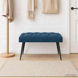 Lavice s knoflíkovým prošíváním Modrá 80 x 40 x 46 cm Samet - obrázek 1