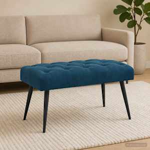 Lavice s knoflíkovým prošíváním Modrá 80 x 40 x 46 cm Samet - obrázek 4