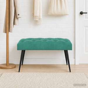 Lavice s knoflíkovým prošíváním Tyrkysová 80 x 40 x 46 cm Samet - obrázek 1