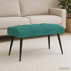 Lavice s knoflíkovým prošíváním Tyrkysová 80 x 40 x 46 cm Samet - obrázek 3