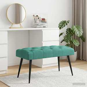 Lavice s knoflíkovým prošíváním Tyrkysová 80 x 40 x 46 cm Samet - obrázek 4