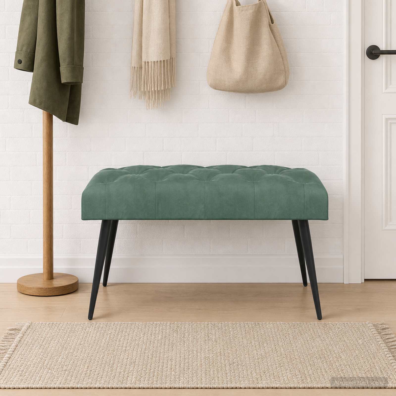 vidaXL Bancă cu butoane capitonate Verde Mării 80 x 40 x 46 cm Catifea