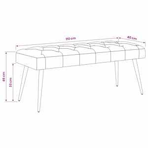 Lavice s knoflíkovým prošíváním Světle šedá 110 x 40 x 46 cm - obrázek 9