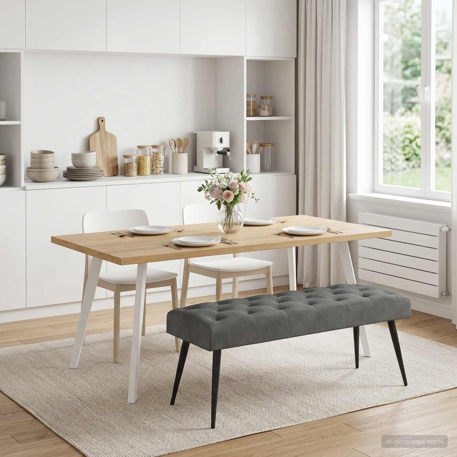 vidaXL Bancă cu butoane capitonate Gri închis 110 x 40 x 46 cm Catifea