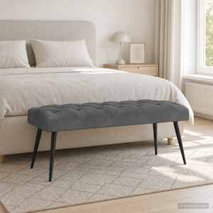 Lavice s knoflíkovým prošíváním Tmavě šedá 110 x 40 x 46 cm - obrázek 3