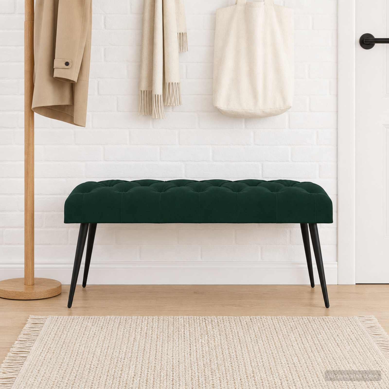 Klop s gumbnim oblazinjenjem Temno zelena 110 x 40 x 46 cm