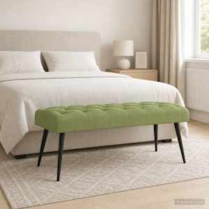 Lavice s knoflíkovým prošíváním Světlá zelená 110 x 40 x 46 cm - obrázek 4