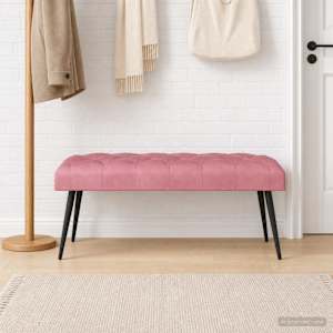 Lavice s knoflíkovým prošíváním Růžová 110 x 40 x 46 cm Samet - obrázek 3