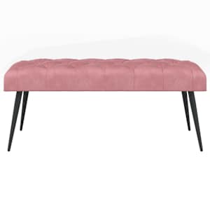 Lavice s knoflíkovým prošíváním Růžová 110 x 40 x 46 cm Samet - obrázek 5