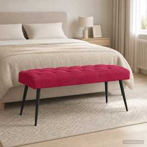Lavice s knoflíkovým prošíváním Víno Červené 110 x 40 x 46 cm - obrázek 4