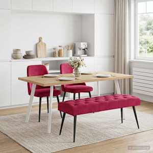 Lavice s knoflíkovým prošíváním Víno Červené 110 x 40 x 46 cm - obrázek 3