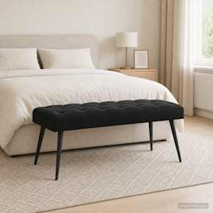Lavice s knoflíkovým prošíváním Černá 110 x 40 x 46 cm Samet - obrázek 3