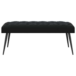 Lavice s knoflíkovým prošíváním Černá 110 x 40 x 46 cm Samet - obrázek 5