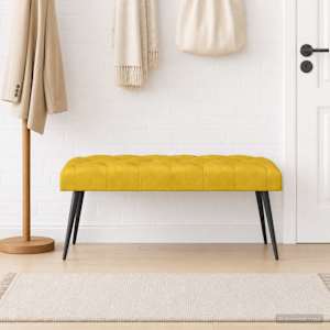 Lavice s knoflíkovým prošíváním Žlutá 110 x 40 x 46 cm Samet - obrázek 1