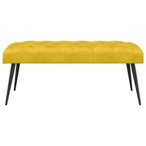 Lavice s knoflíkovým prošíváním Žlutá 110 x 40 x 46 cm Samet - obrázek 5