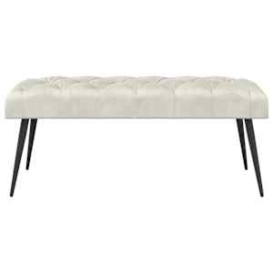 Lavice s knoflíkovým prošíváním Krémová 110 x 40 x 46 cm Samet - obrázek 5
