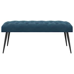 Lavice s knoflíkovým prošíváním Modrá 110 x 40 x 46 cm Samet - obrázek 5