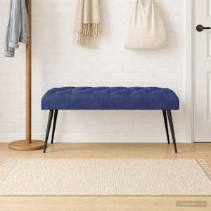 Lavice s knoflíkovým prošíváním Policová modrá 110 x 40 x 46 cm - obrázek 4