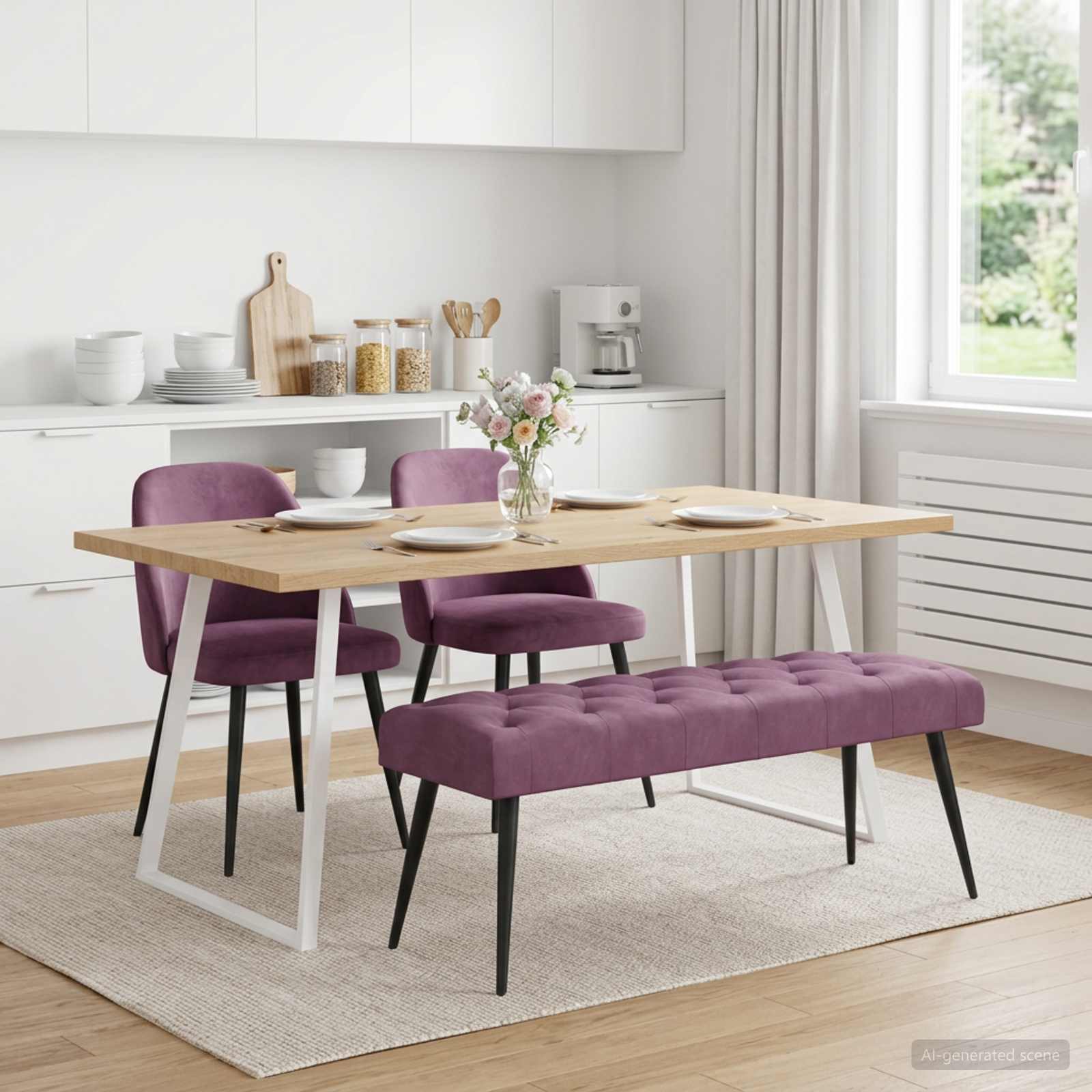 Πάγκος με κουμπωτές επιφάνειες Μοβ 110 x 40 x 46 cm Βελούδο