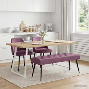 Lavice s knoflíkovým prošíváním Fialová 110 x 40 x 46 cm Samet - obrázek 1
