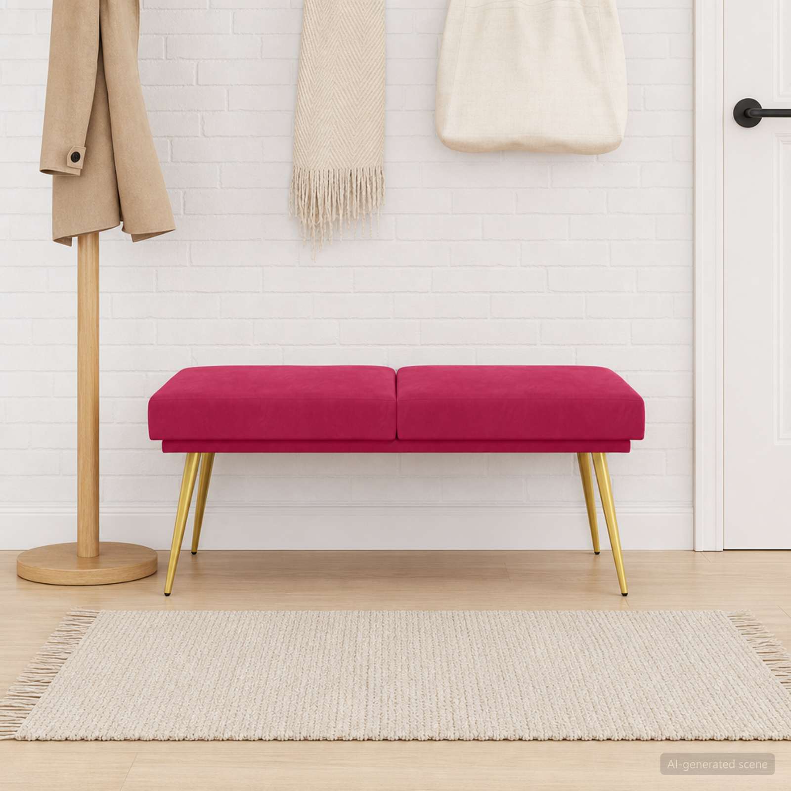 Dvojna klop Vinorodna rdeča 120 x 45 x 46 cm Žamet - slika 3