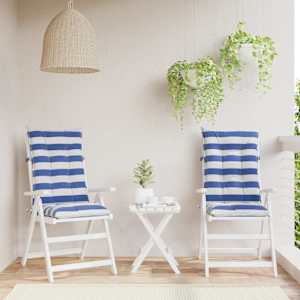 Zunanja blazina 2 pcs Modra in bela 120 x 50 x 7 cm Blago