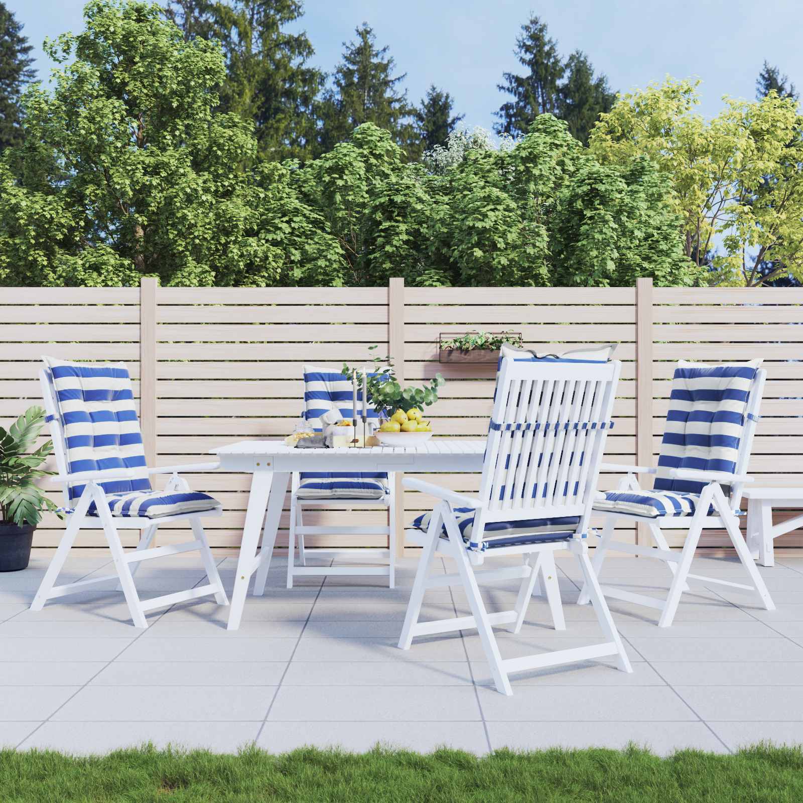 vidaXL Perne pentru exterior 4 pcs Albastru și Alb 120 x 50 x 7 cm