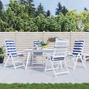 Zunanja blazina 4 pcs Modra in bela 120 x 50 x 7 cm Blago
