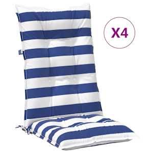 Venkovní polštář 4 pcs Modrá a bílá 120 x 50 x 7 cm Textil - obrázek 4