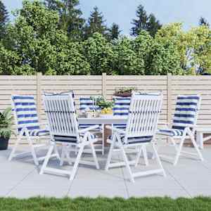 Zunanja blazina 6 pcs Modra in bela 120 x 50 x 7 cm Blago