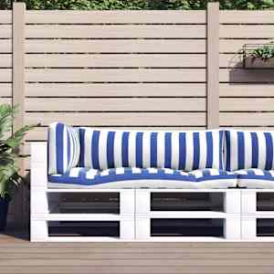 Zunanja blazina 3 pcs Modra in bela 103 x 58 x 10 cm Blago