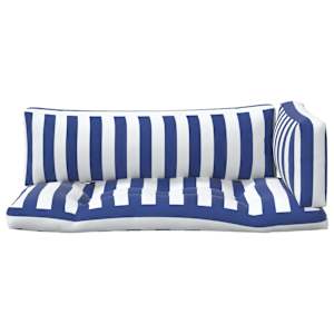 Venkovní polštář 3 pcs Modrá a bílá 103 x 58 x 10 cm Textil - obrázek 7