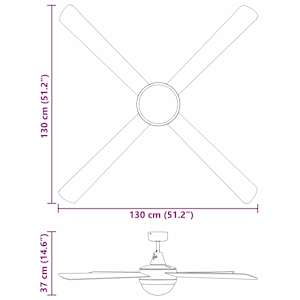 Stropní ventilátor s osvětlením a dálkovým ovládáním Ø 130 cm - obrázek 12
