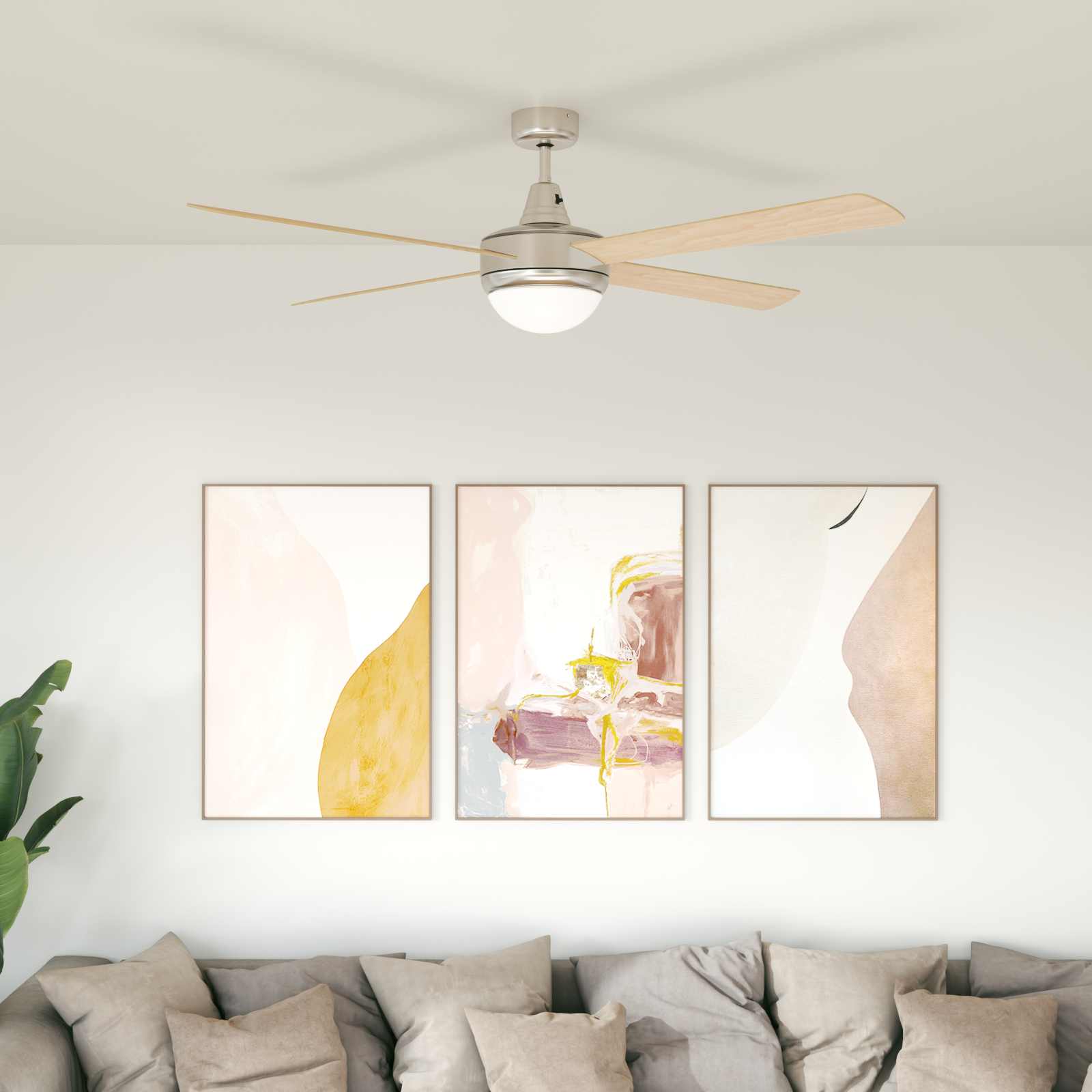 Plafondventilator met licht en afstandsbediening Ø 130 cm image 1
