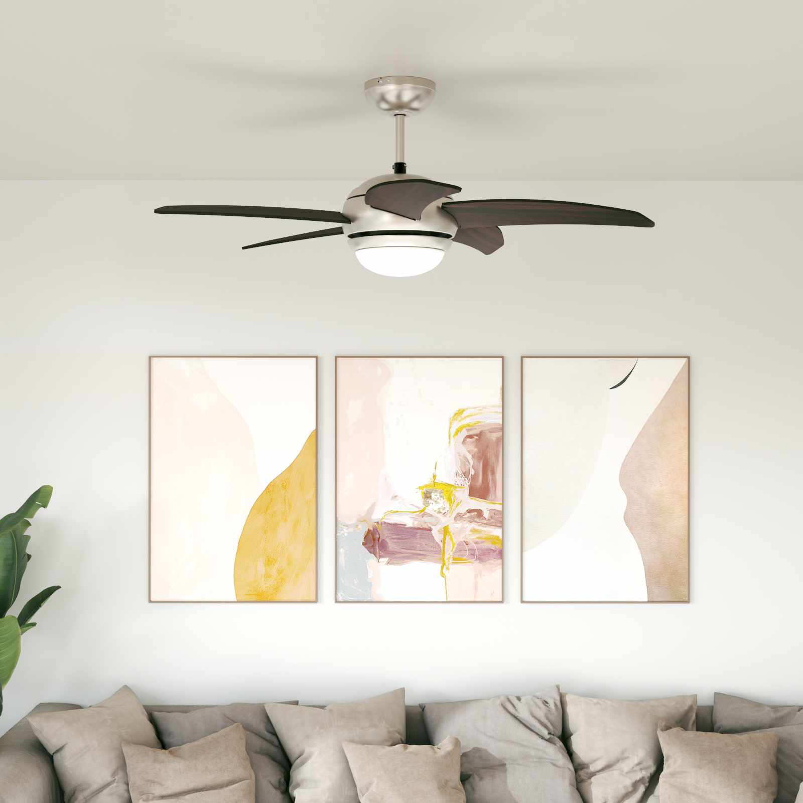 Plafondventilator met licht en afstandsbediening Ø 110 cm image 1