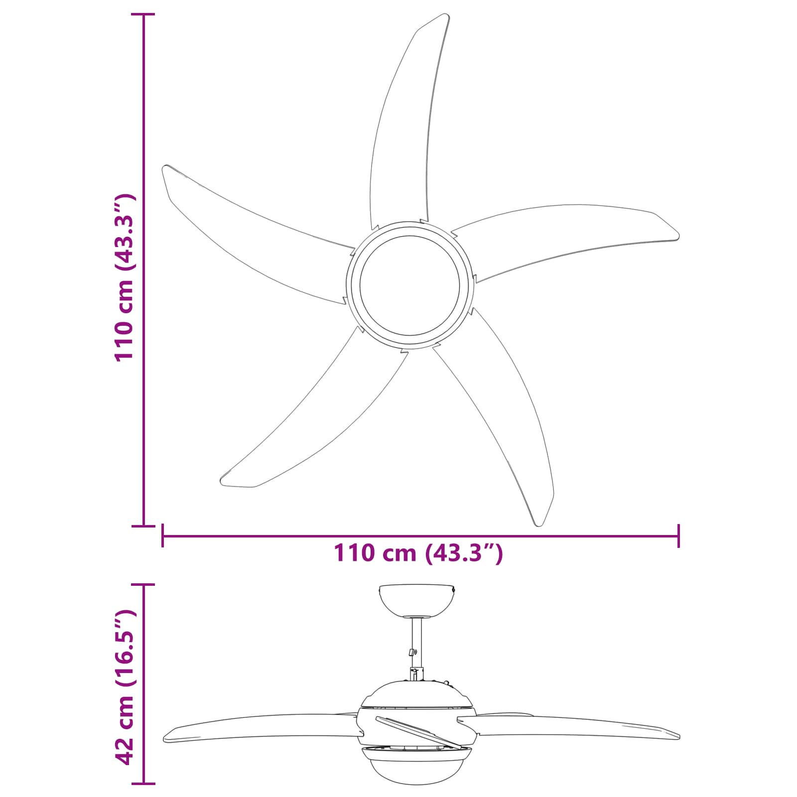 Plafondventilator met licht en afstandsbediening Ø 110 cm image 12