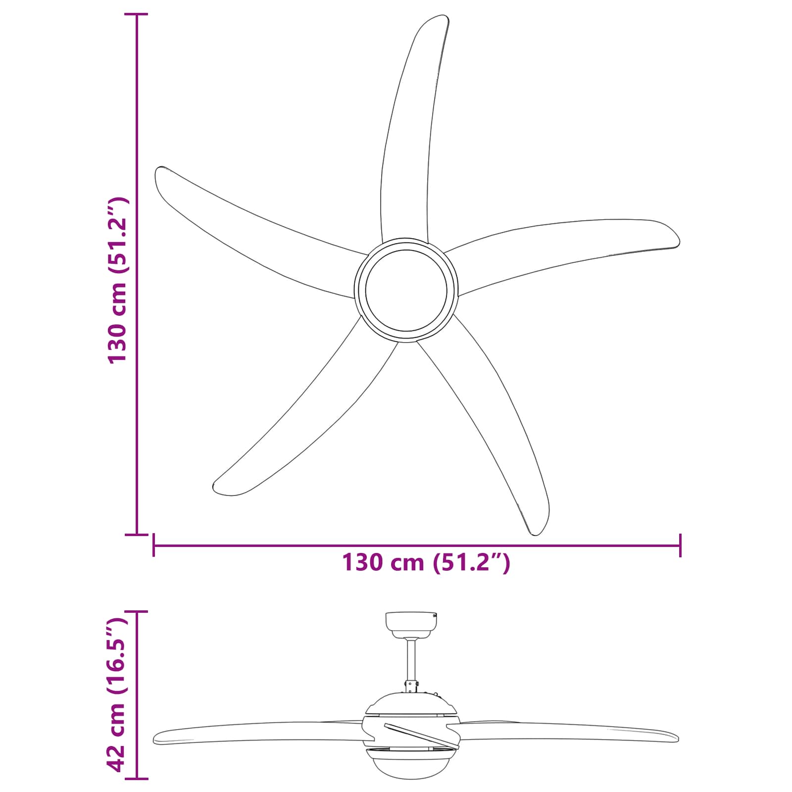 Plafondventilator met licht Ø 130 cm Sonoma image 12