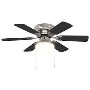 vidaXL Lagede ventilaator koos valgustiga &Oslash; 82 cm Must