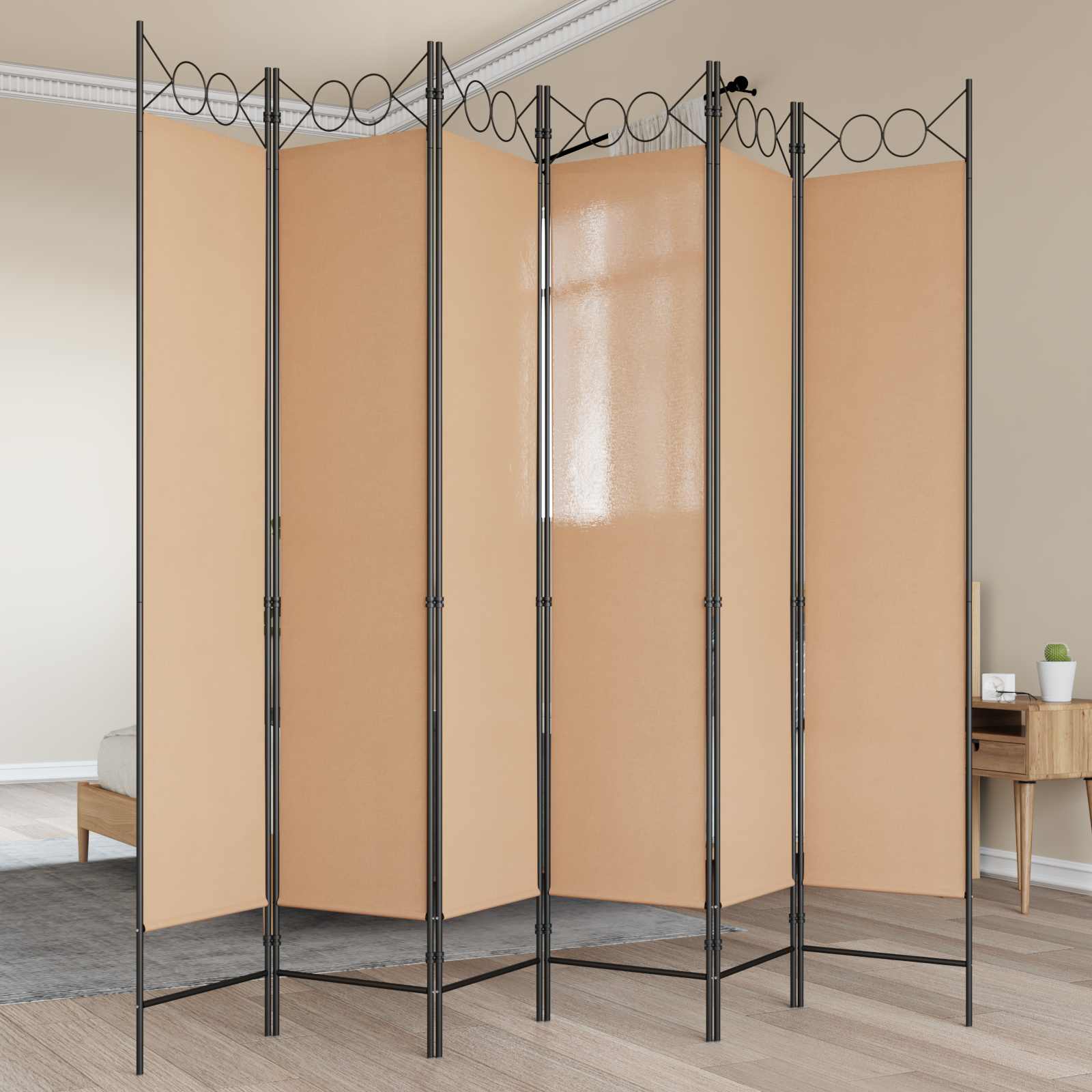 vidaXL Paravan cu 6 panouri Bej 240 x 200 cm Țesătură