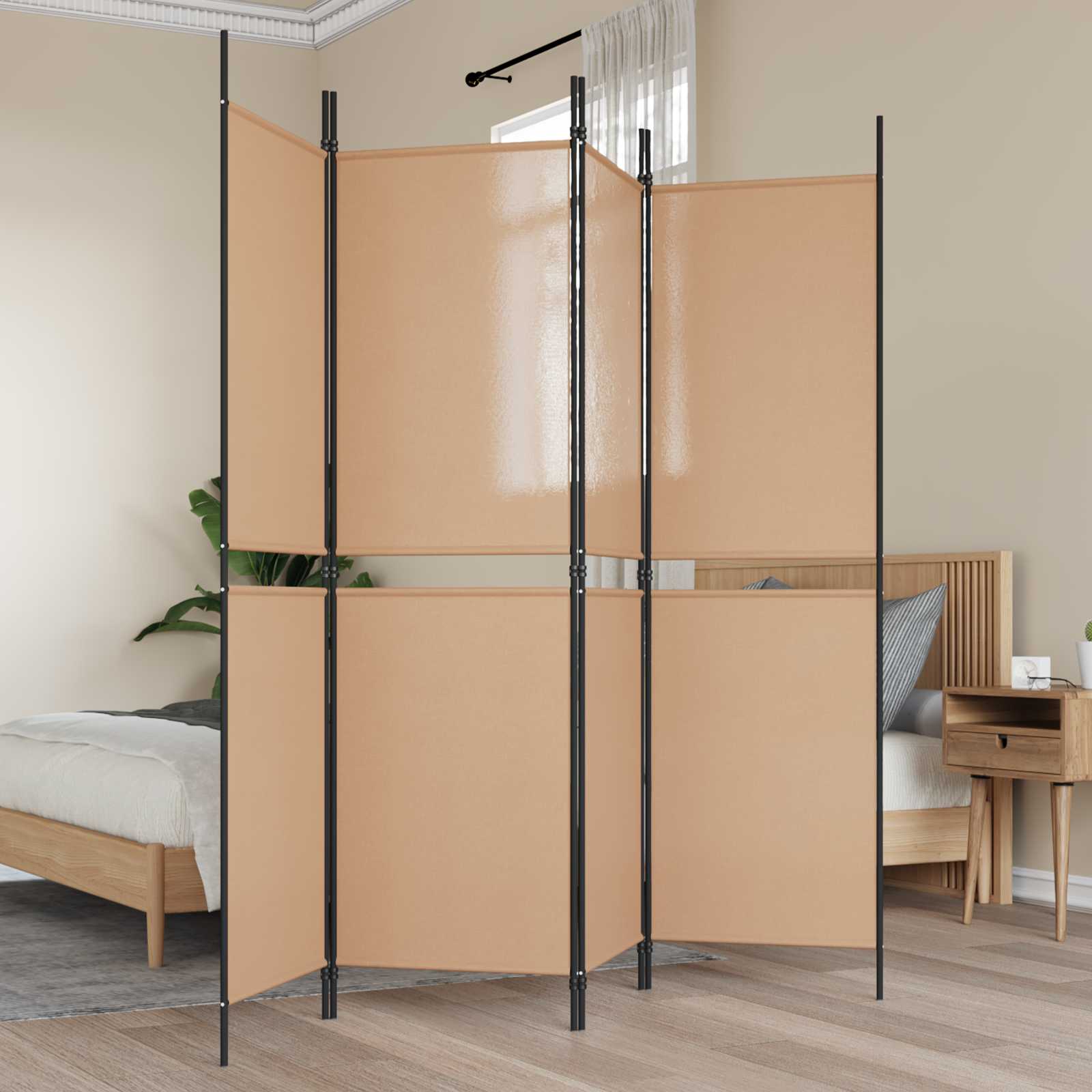 vidaXL Separator de cameră cu 4 panouri Bej 200 x 180 cm Țesătură