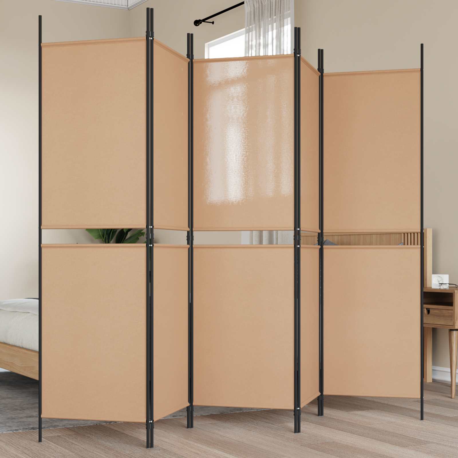 vidaXL Separator de cameră cu 5 panouri Bej 250 x 180 cm Țesătură