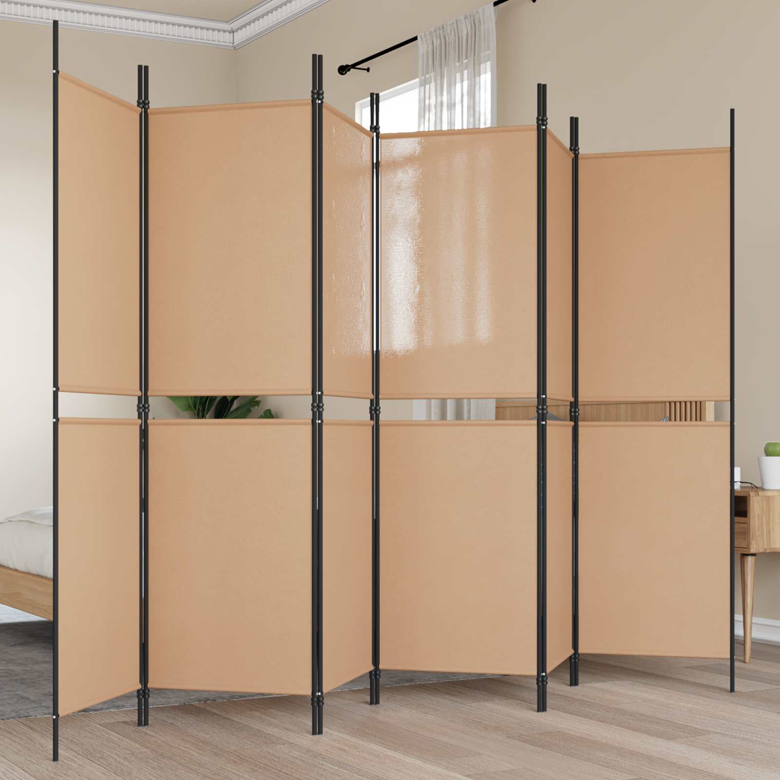 vidaXL Paravan cu 6 panouri Bej 300 x 180 cm Țesătură