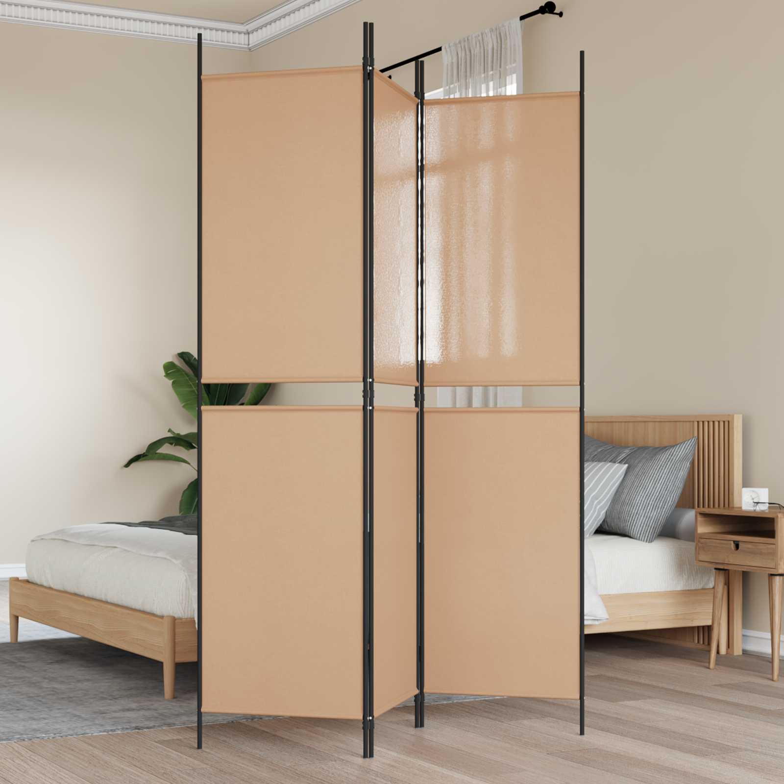 vidaXL Paravan de camere cu 3 panouri Bej 150 x 200 cm Țesătură