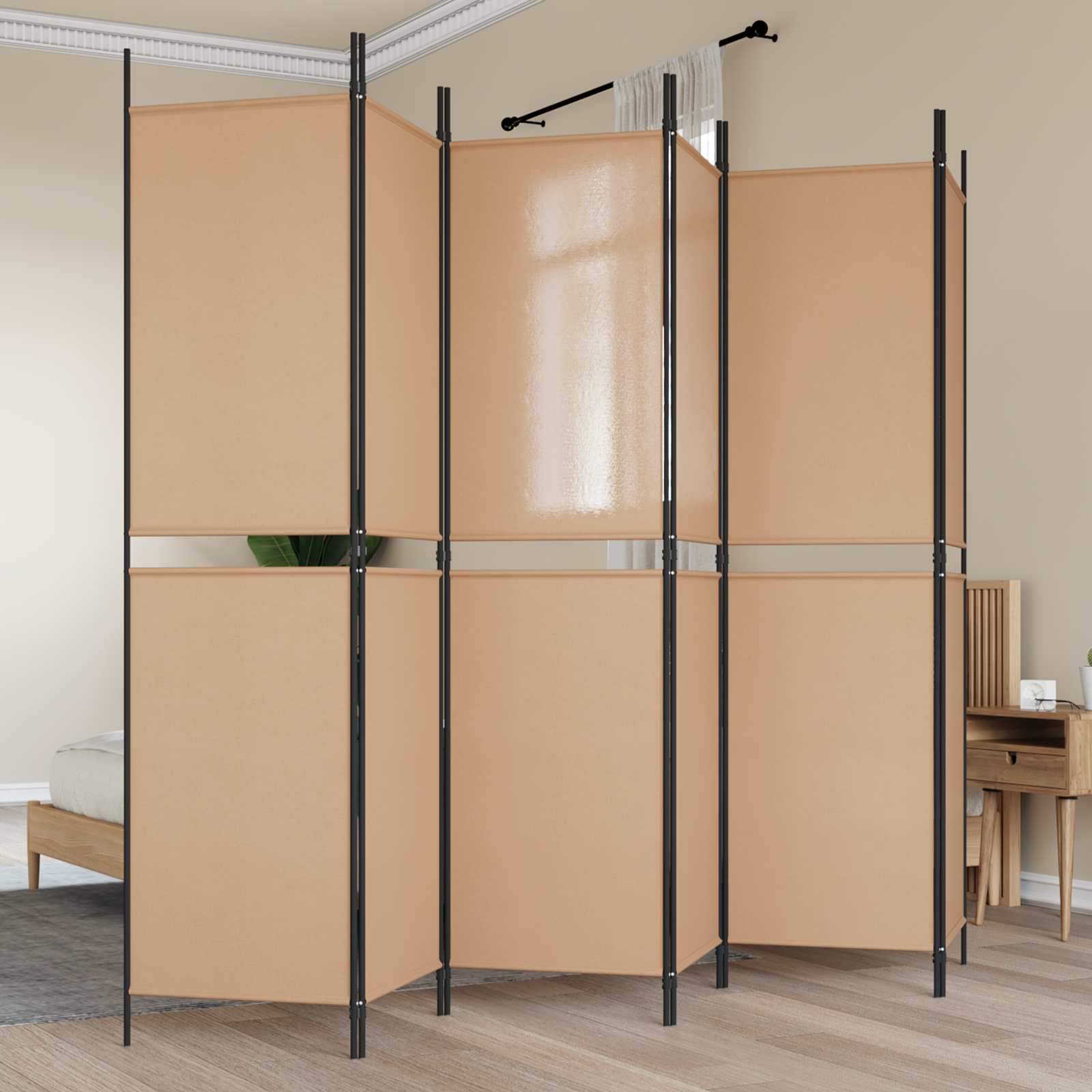 vidaXL Paravan cu 6 panouri Bej 300 x 200 cm Țesătură