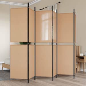 6-Panelski Pregradni Stojalo Bež 300 x 200 cm Blago