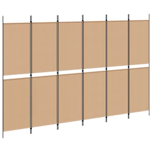 vidaXL 6-paneelne ruumieraldaja Beež 300 x 200 cm kangas